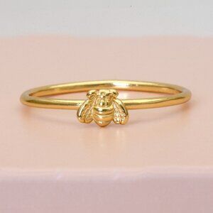 Gold Bumblebee Ring, Cute Nature Delicate Ring, Summer Stacking Ring, Size 7